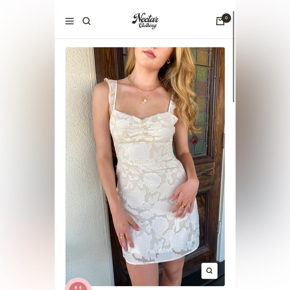 NWT Cream Mini Dress - Lightweight Textured Slip